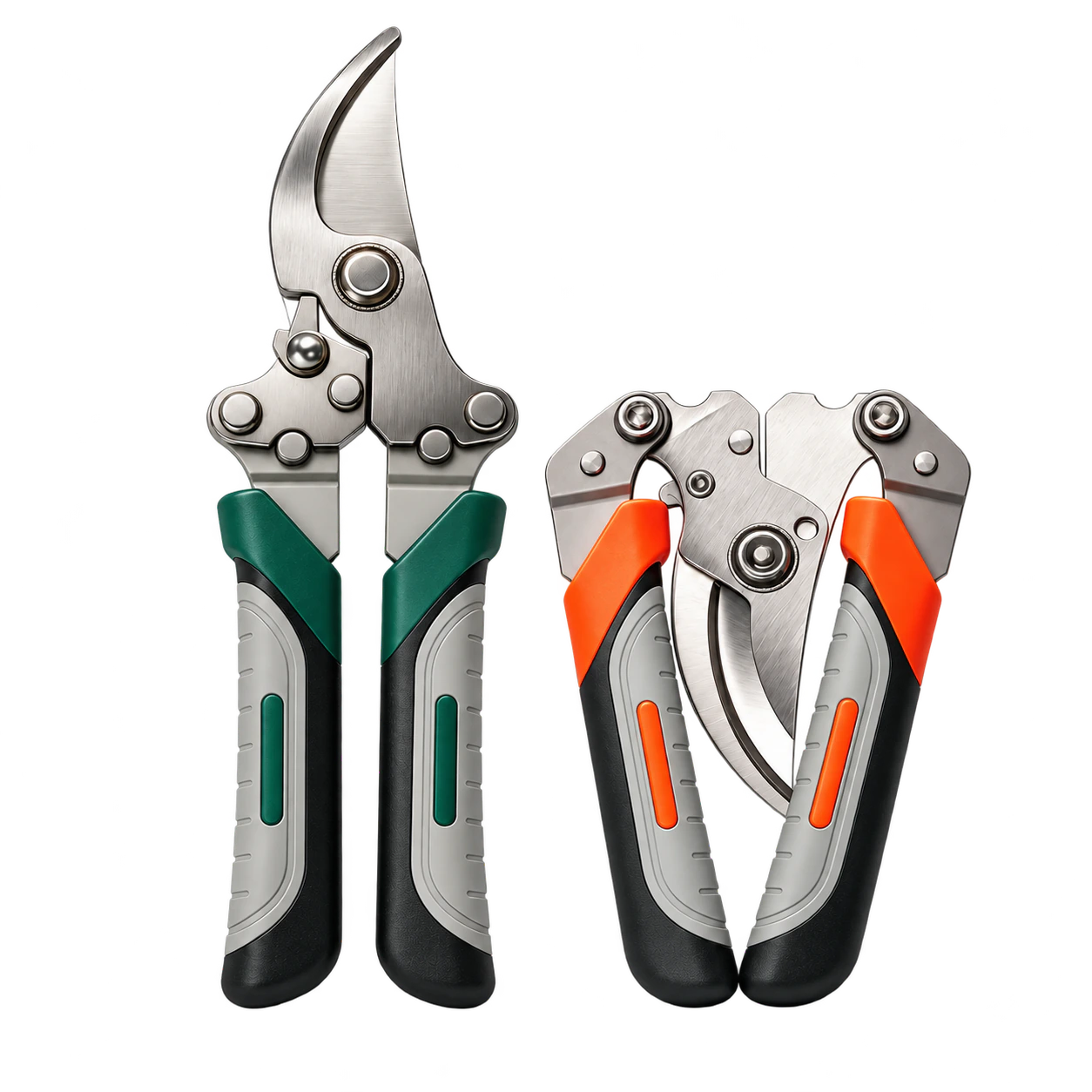 Two garden pruning tools with clean product cutouts